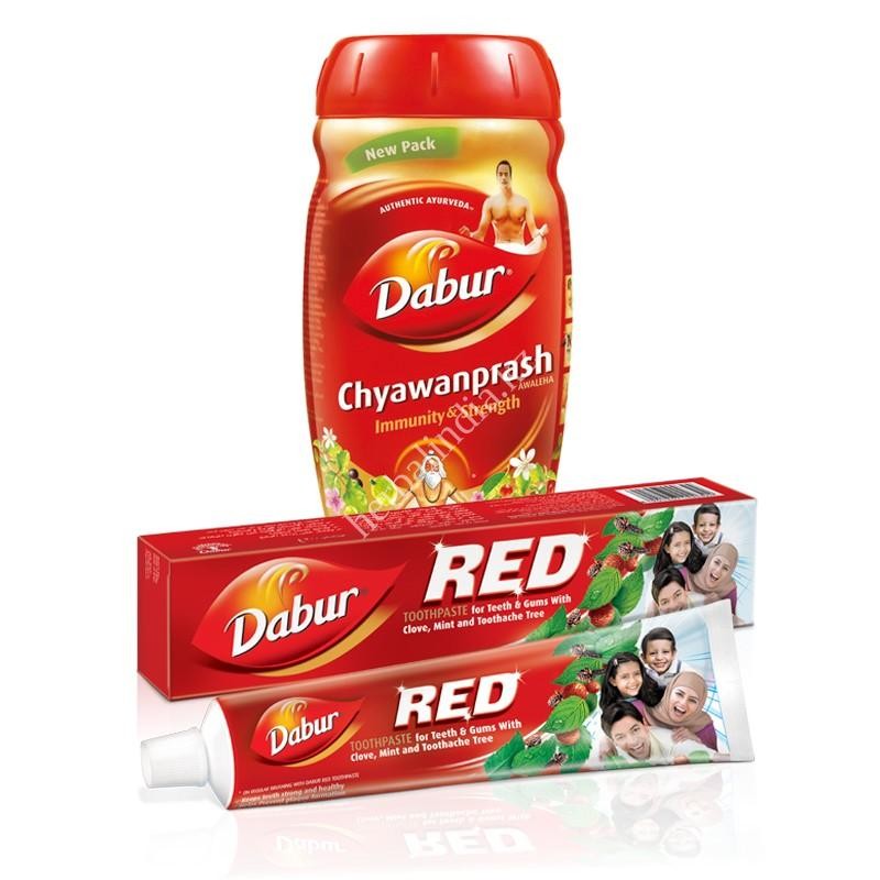 ЧАВАНПРАШ АВАЛЕХА СПЕЦИАЛЬ ПАСТА В БАНКАХ 500 Г +ЗУБНАЯ ПАСТА DABUR RED 100Г