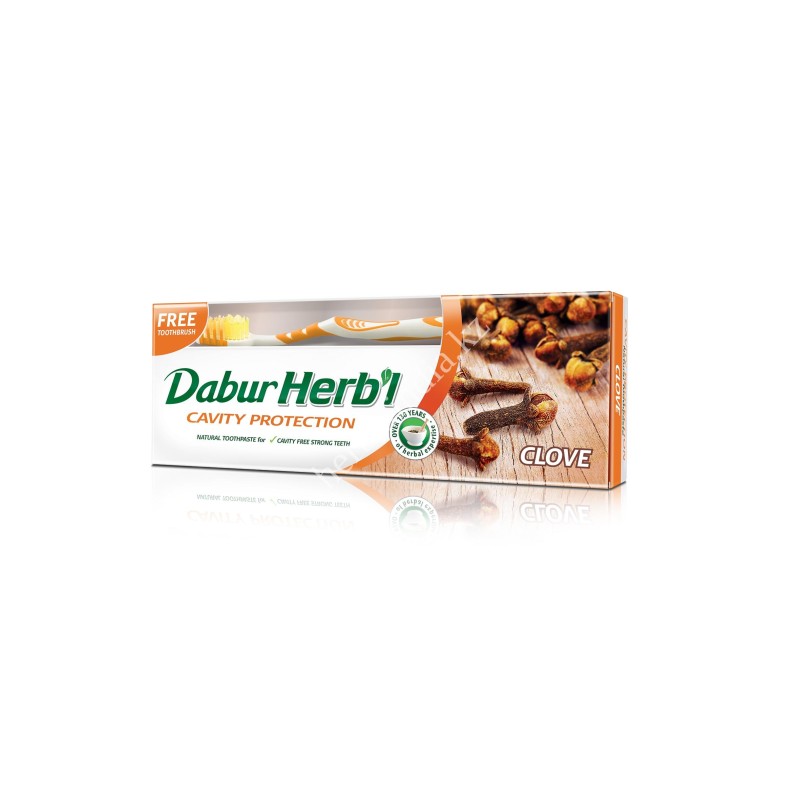 DABUR HERB'L CLOVE ЗУБНАЯ ПАСТА С ГВОЗДИКОЙ 150 Г + ЗУБНАЯ ЩЕТКА В ПОДАРОК