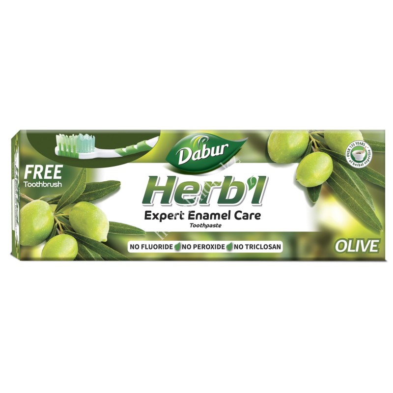 DABUR HERB'L OLIVE ЗУБНАЯ ПАСТА С ОЛИВОЙ 150 Г + ЗУБНАЯ ЩЕТКА В ПОДАРОК