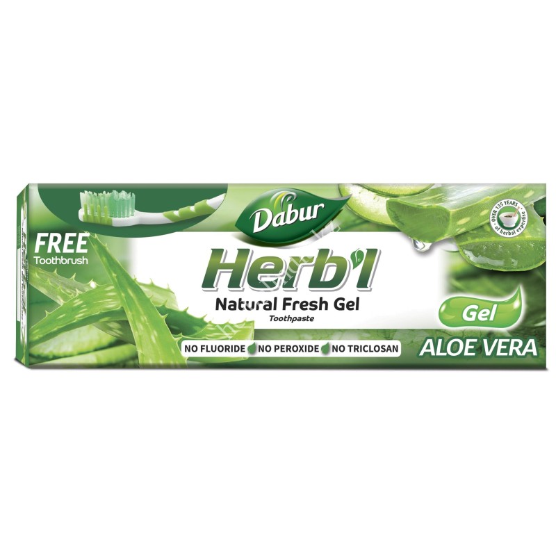 DABUR HERB'L АЛОЭ ВЕРА  ЗУБНАЯ ПАСТА-ГЕЛЬ 150 Г + ЗУБНАЯ ЩЕТКА В ПОДАРОК