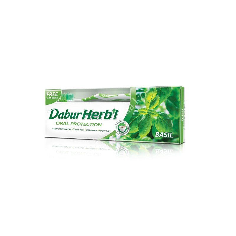 DABUR HERB'L BASIL ЗУБНАЯ ПАСТА С БАЗИЛИКОМ 150Г + ЗУБНАЯ ЩЕТКА В ПОДАРОК