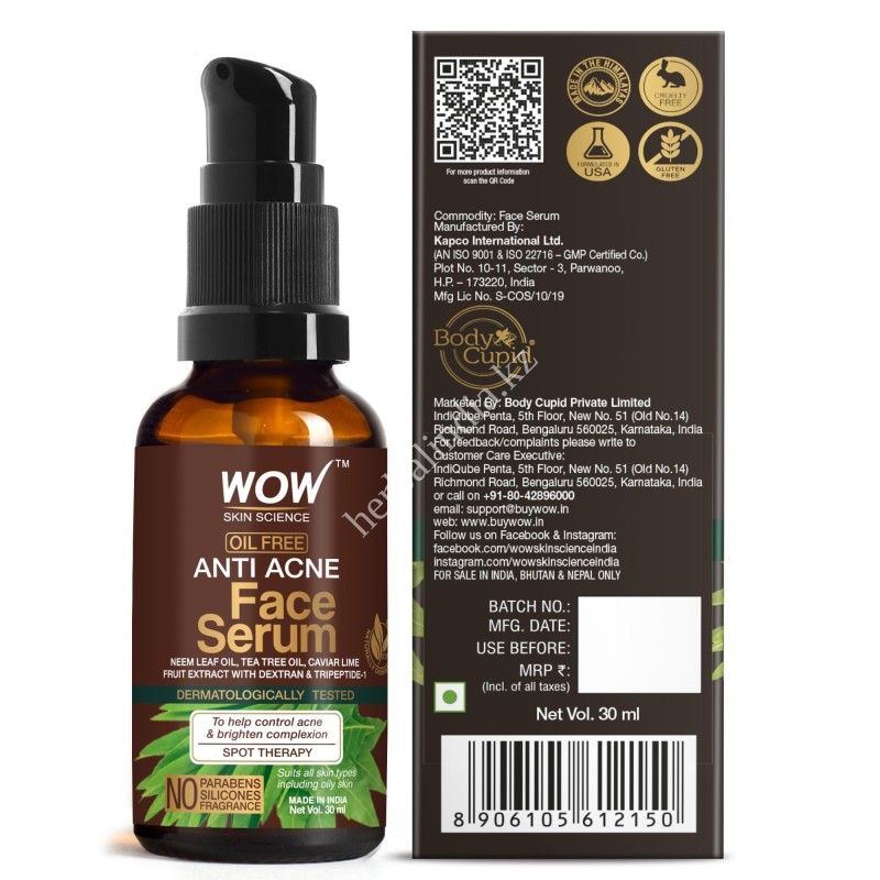 WOW SKIN SCIENCE ANTI ACNE СЫВОРОТКА ДЛЯ ЛИЦА 30 МЛ