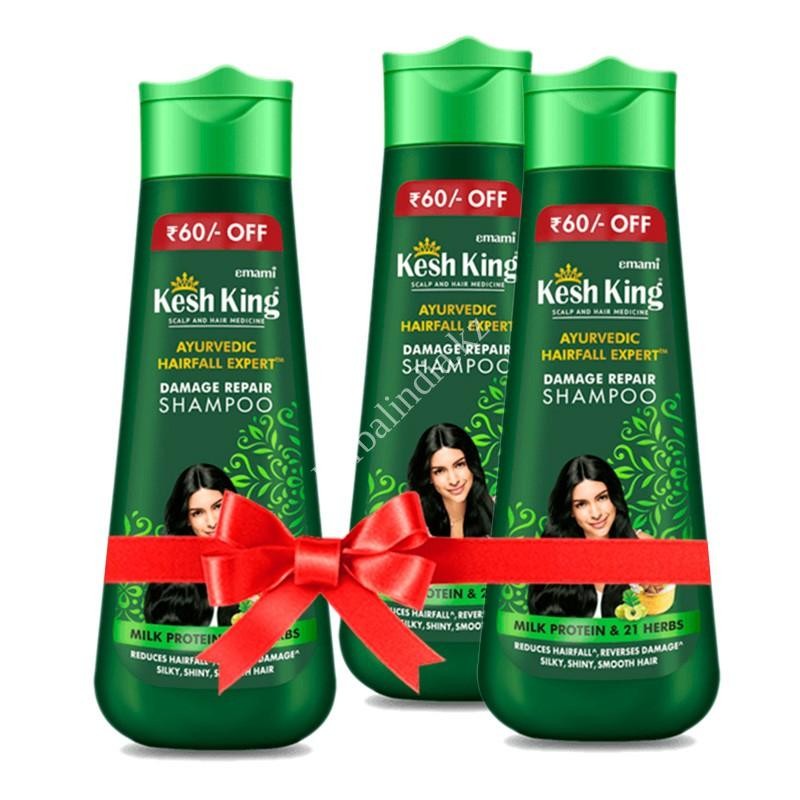 KESH KING AYURVEDIC HAIRFALL EXPERT DAMAGE ШАМПУНЬ  340 мл 1+2